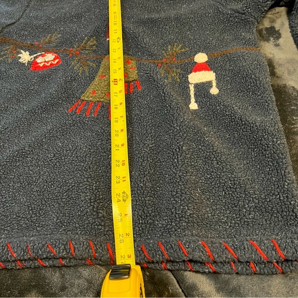 Vintage Faded Glory Ugly Holiday Fleece Zip Yarn Trim Design Cozy Sweater Large - Picture 10 of 13